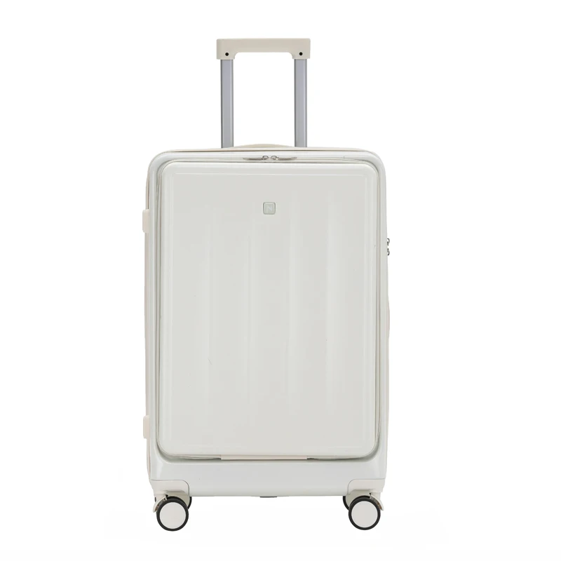 2024 new front opening trolley luggage carry-on 20 inch laptop suitcase 24 inch travel bag Place the cup holder