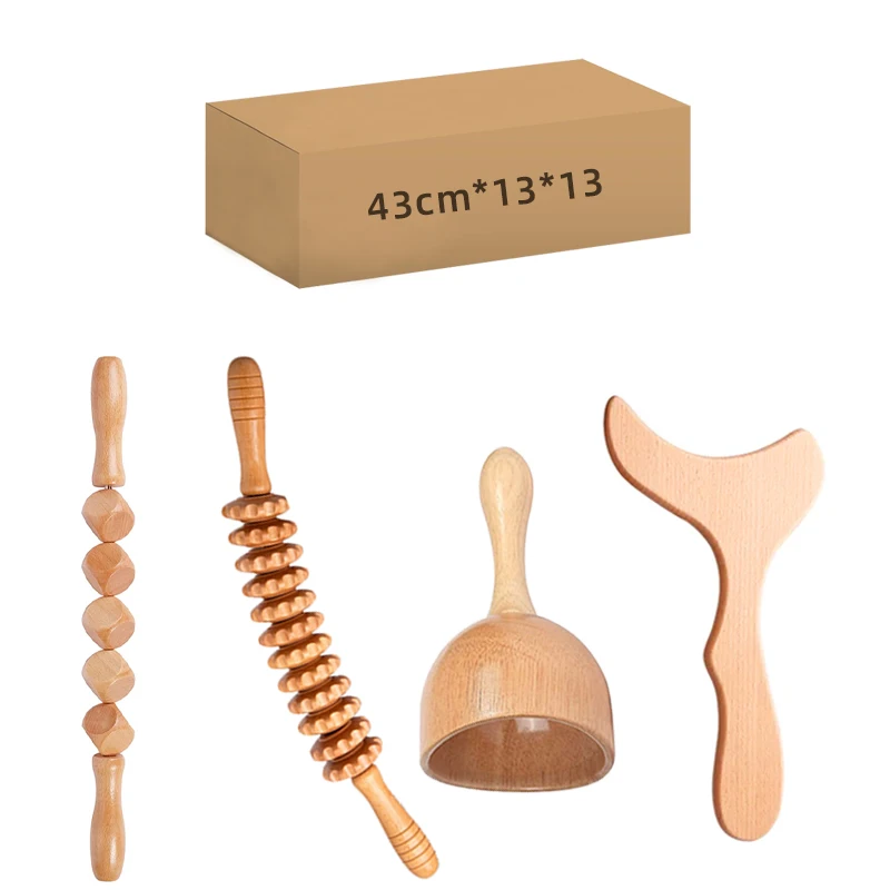 wood gua sha wood therapy tools maderoterapia corporal kit Anti Cellulite Massager wooden rolling massage acupressure cups