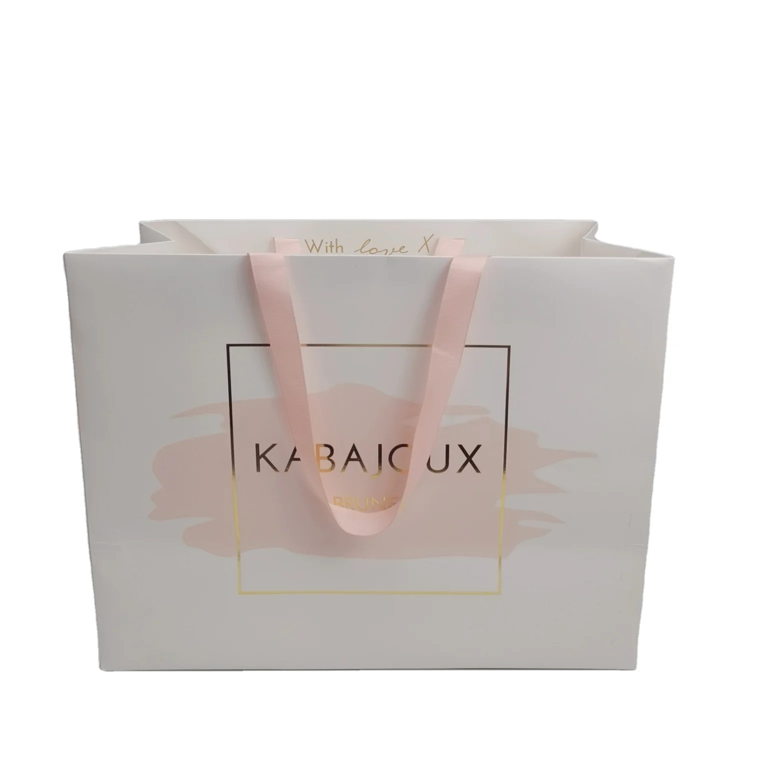 Custom logo baby cloth white art paper bag with handle