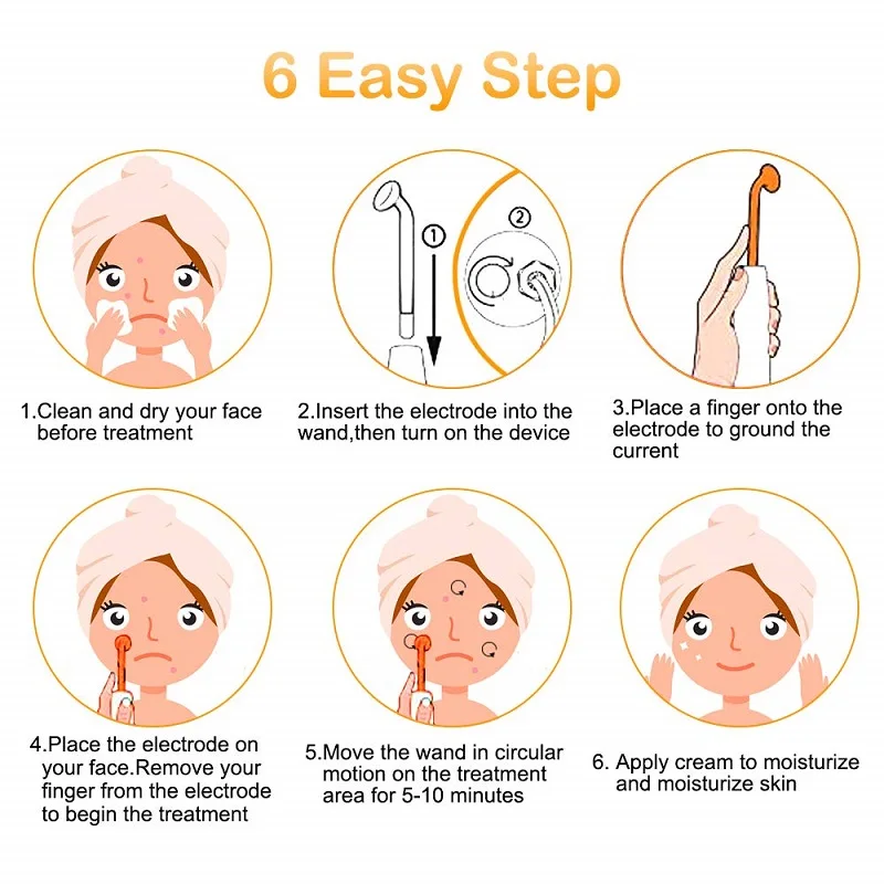 Home Use Handheld 4 in 1 Facial Skin Care Beauty Instrument High Frequency Skin Therapy Wand