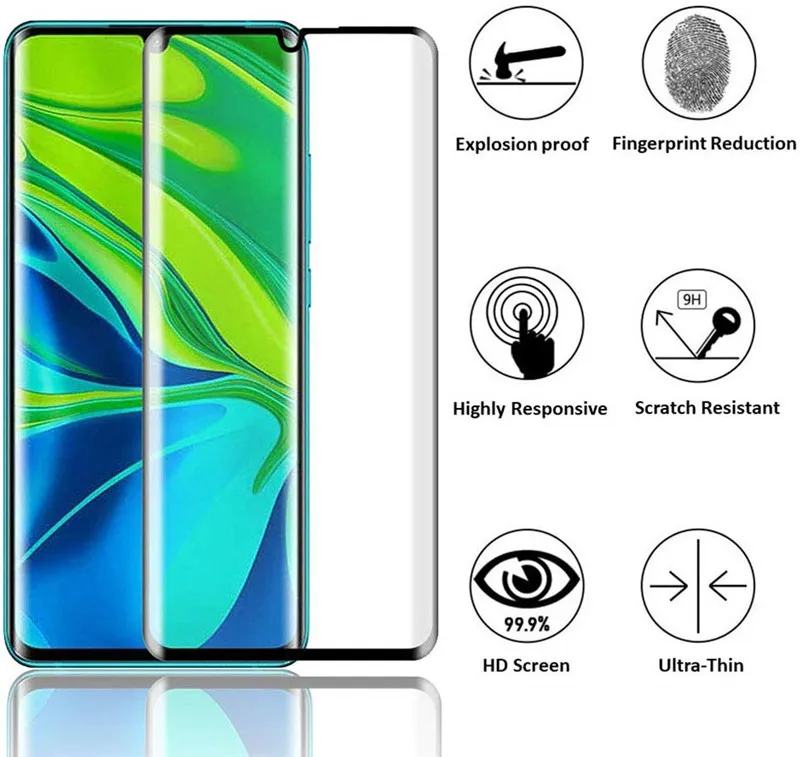 
High Clear Anti-Fingerprint Full Cover Ceramic Film 3D curved Tempered Glass For xiaomi note 10 screen protector mi note 10 pro 