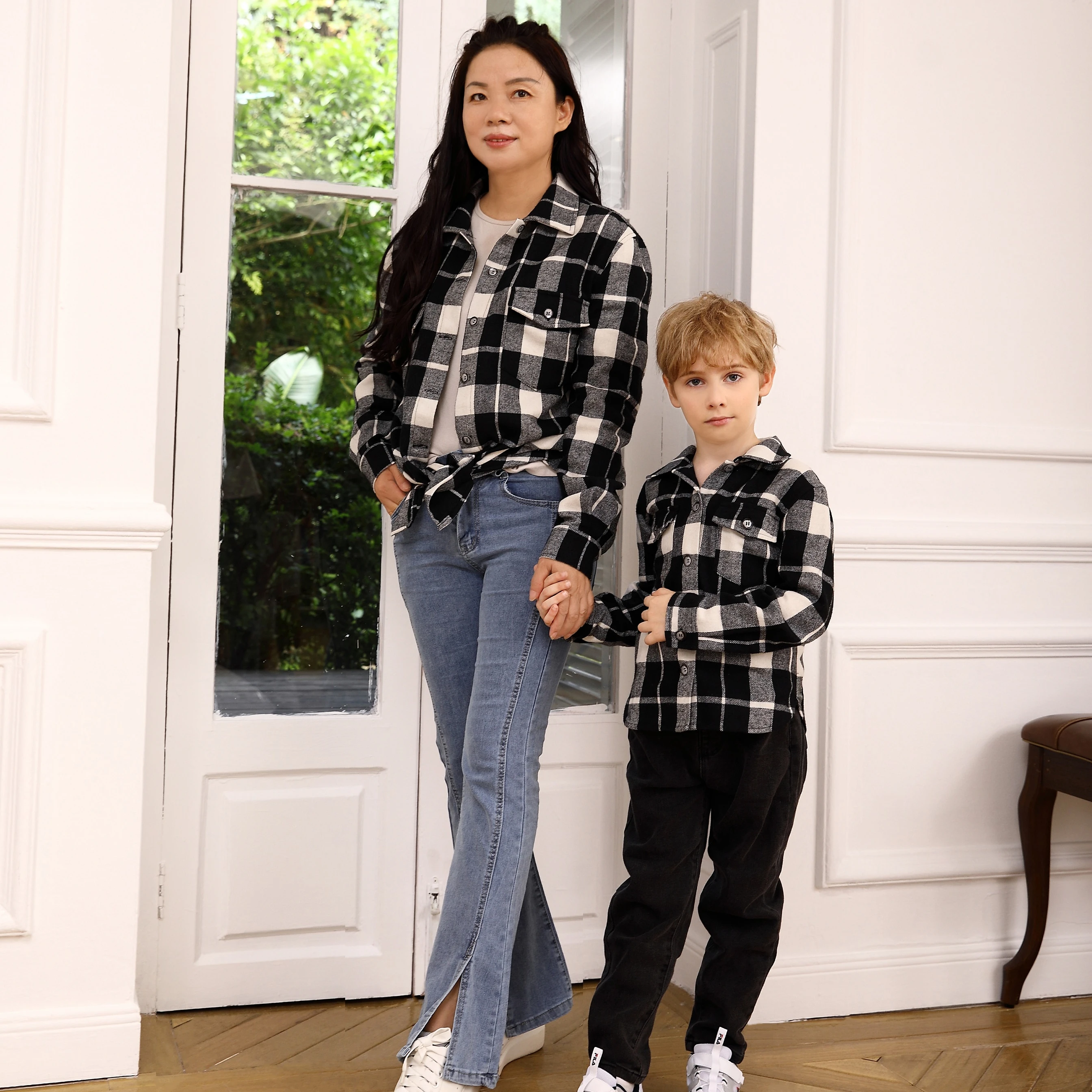 Fashion Knitted Age 14 Black Clothes Children Boy Check Shirt Long Sleeve Polyester Boys Casual Kids Shirts for Boys and Fancy