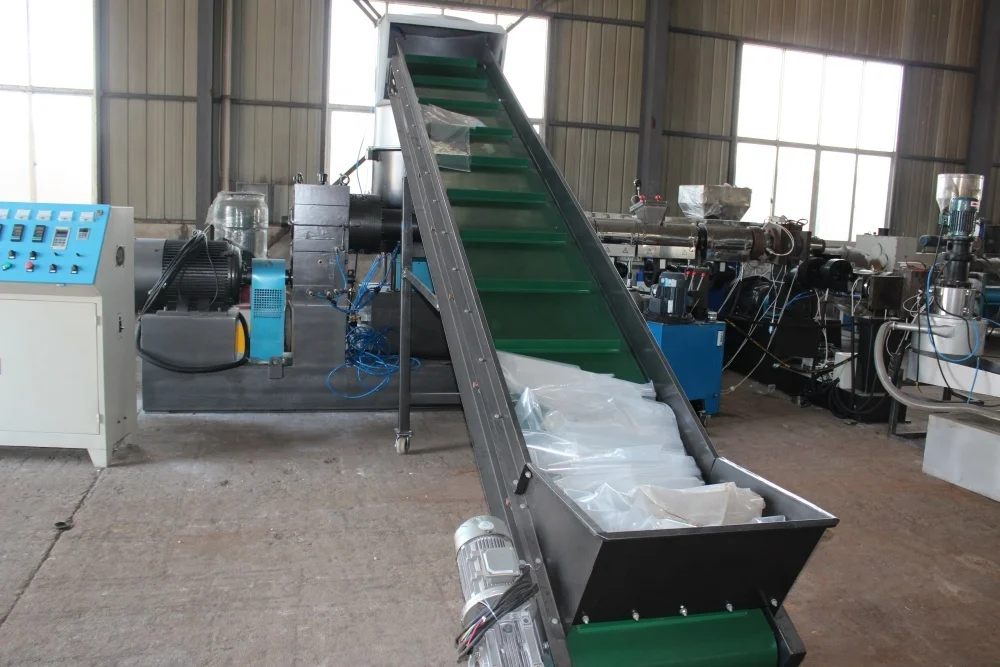 waste pp pe hdpe ldpe film woven bags soft flakes material pe recycling machine double stage granulator machine pellet line