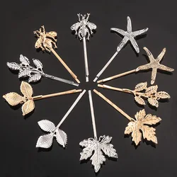 Simple Women Hair Accessories 2022 Fashion Metal Hair Clip Cute Bee Leaf Pattern Hair Clip For Girls