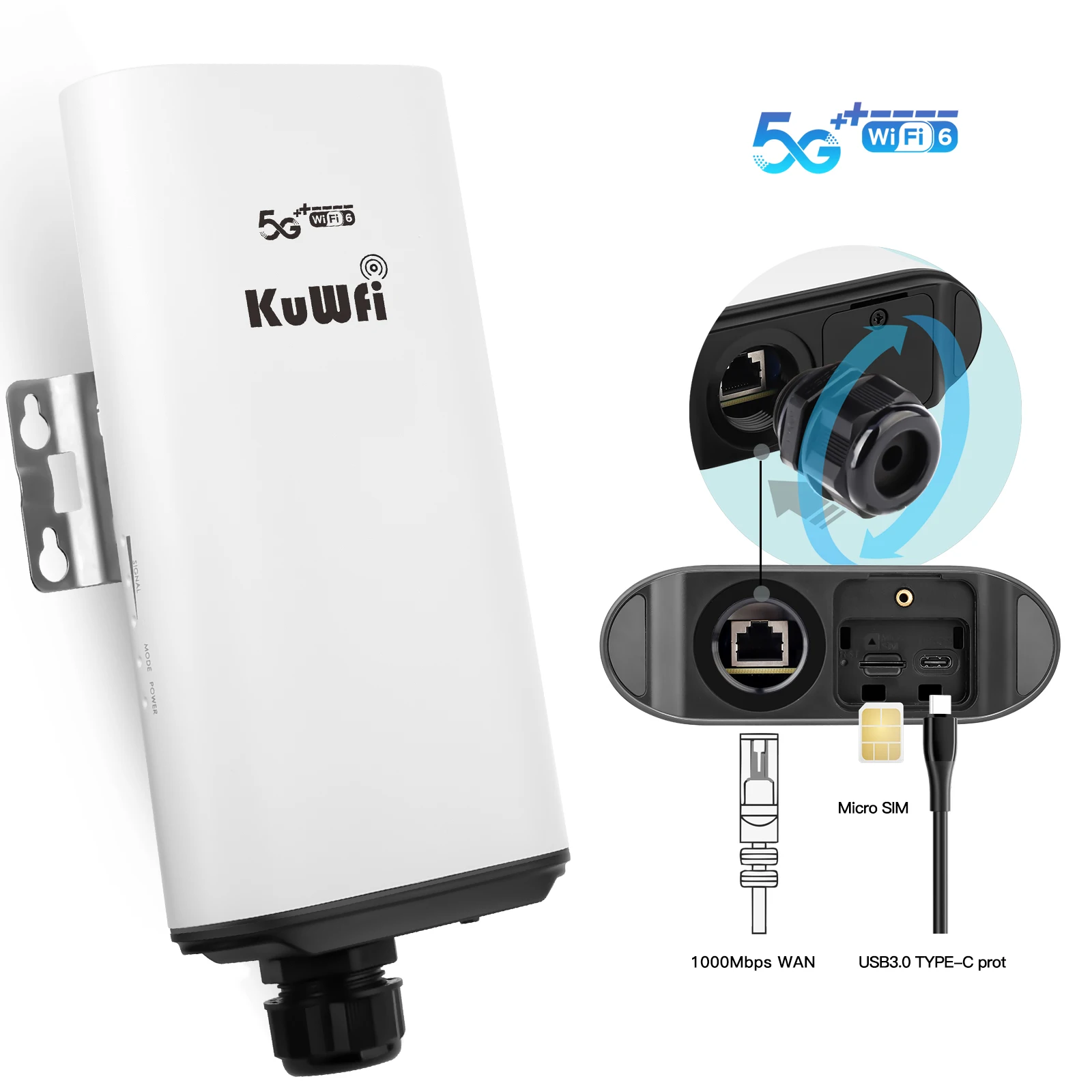 US bands KuWFi cellular router 5g cpe router wifi wireless high speed wifi6 ip66 waterproof 5g lte router for outdoor use