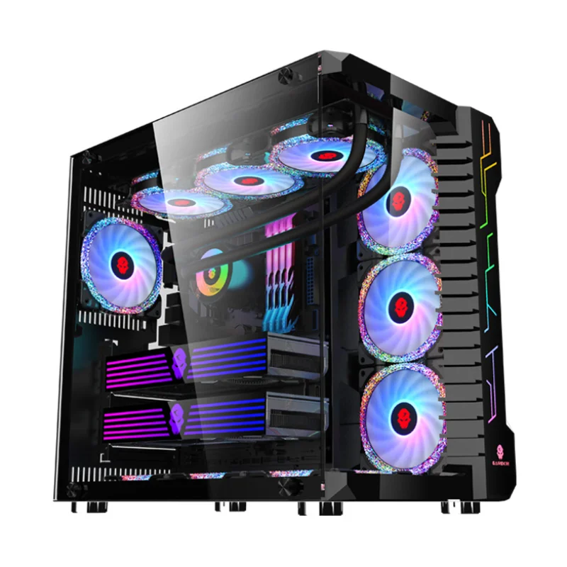 High quality full tower tempered computer case desktop pink-cases color with fair price