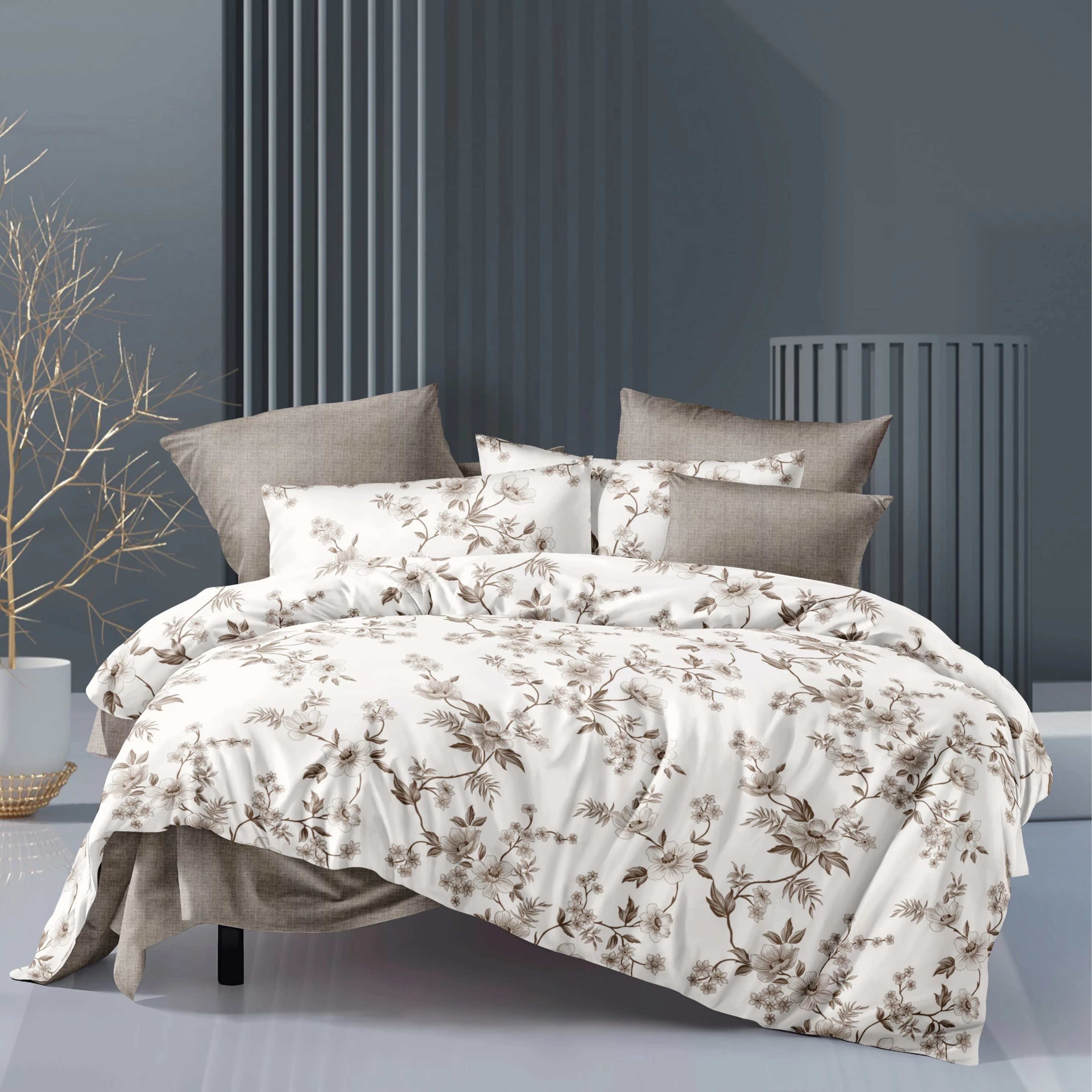 New Design Bed Duvet Comforter Floral Pattern Bedding Sets 7 Pieces Comforter Luxury Bedding Set