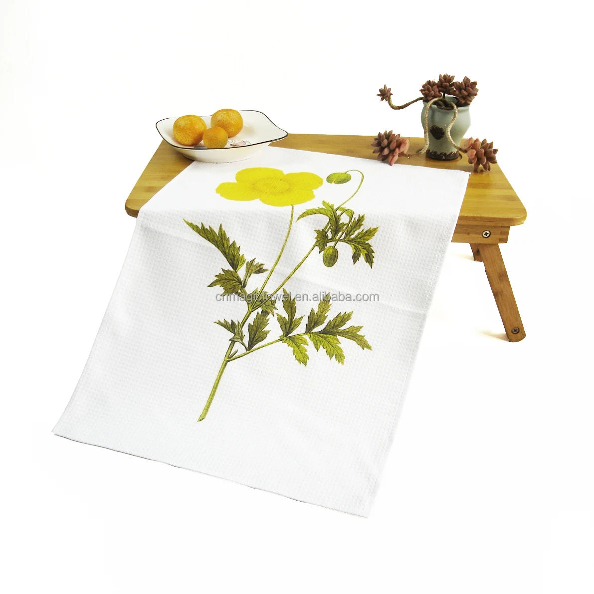 2022 small hand fabric farmhouse custom print reusable microfiber polyester white waffle weave tea sublimation kitchen towels