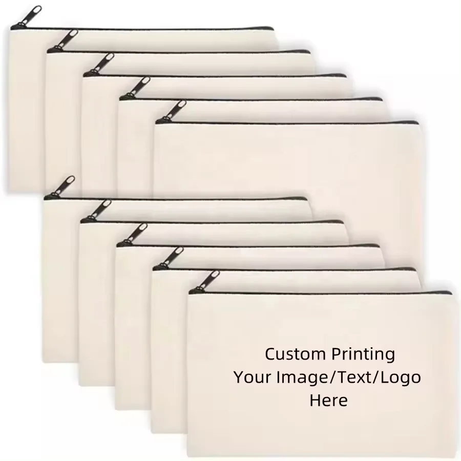 mini women sublimation logo makeup toiletry canvas cosmetic wash bag zipper custom travel pouch