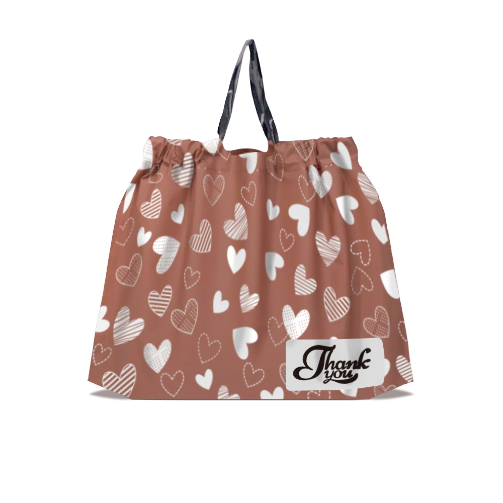Custom Logo PE Thank You  Waterproof Drawstring  Single  Layer Shopping Bag