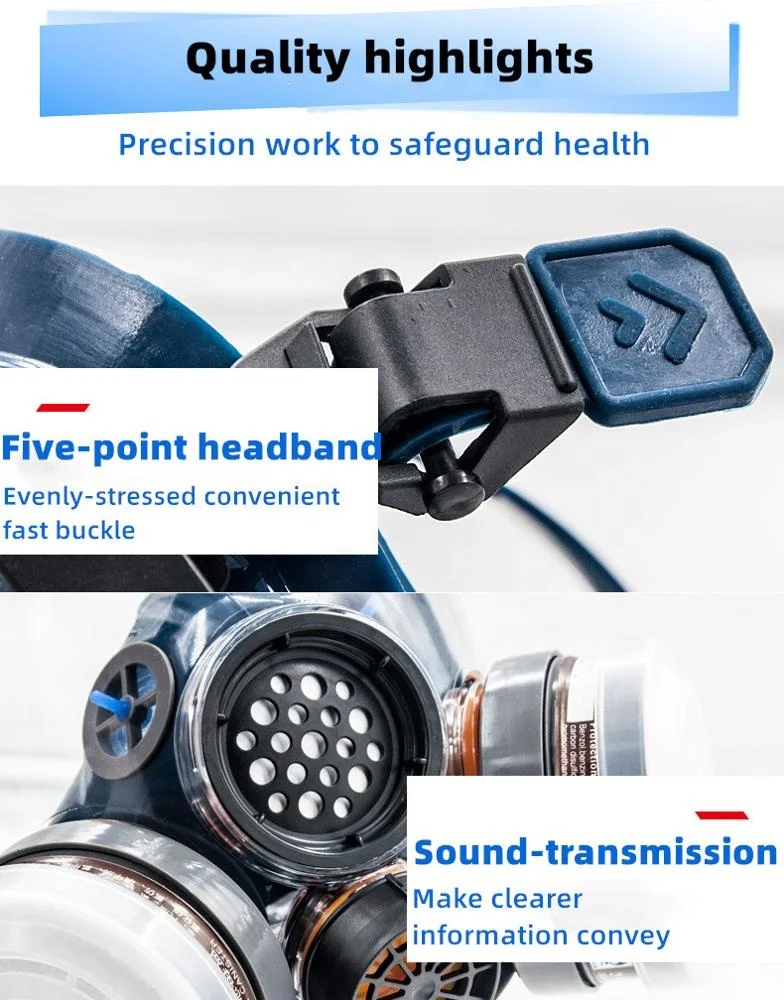 Full Face Industrial Respirator Gas Mask Rubber Safety Work Double Filter Gas Mask
