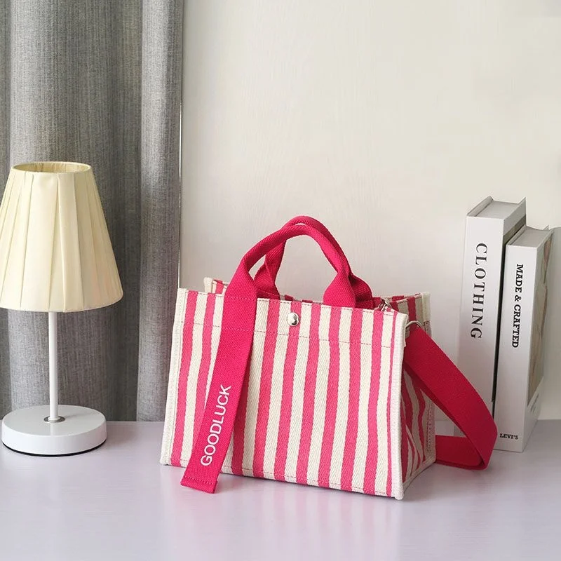 Оптовая продажа, летняя Водонепроницаемая пляжная сумка с принтом логотипа на заказ для шоппинга, женская сумка в полоску, шикарная хлопковая Холщовая Сумка для женщин