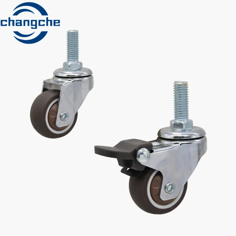 High Elastic Non-Slip 5/6 Inch 8 Inch Industrial Universal Wheel Heavy Duty Wheel Silent With Brake Trolley Rubber Wheel