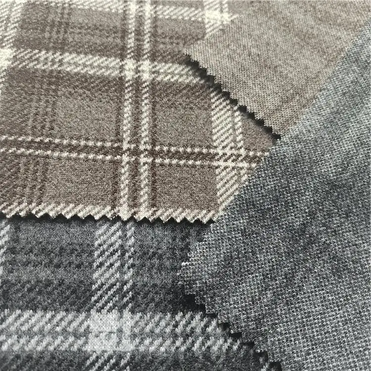 China custom design check plaid knit jacquard tweed fabric for garment coat pant men suit