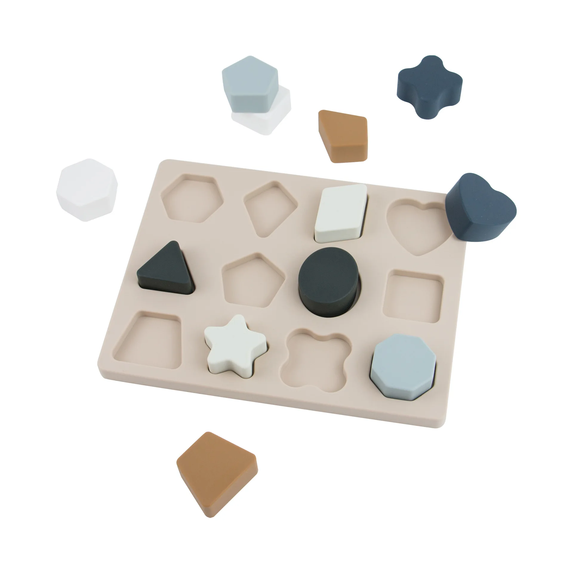 Wholesale Geometric Silicone Puzzle Toy Food Grade Silicone Kids Building Blocks  Baby Stacking Silicone Educational Toy