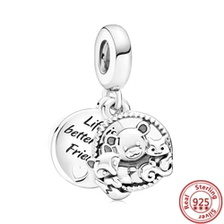 925 Silver Loose Beads I Love You Love Heart Dangle Charm with Cubic Zircon Fit 925 Sterling Silver Charm Bracelet Making