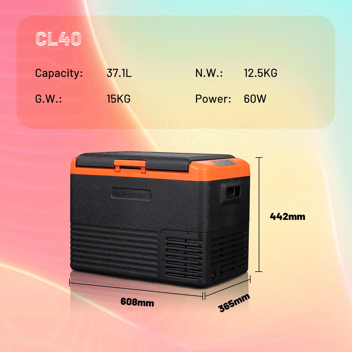Alpicool CL40 Camping Freezer 12V Dual Use Cooler Box Electric Outdoor Fridge Portable Car Refrigerator for Trip Van Boat