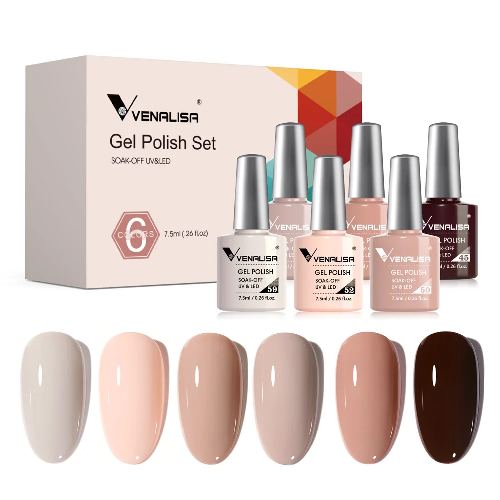 Venalisa 6pcs/lot gel polish kit uv/led soak off nail polish kit Salon Beginner  Use 7.5ml factory price uv gel wholesale