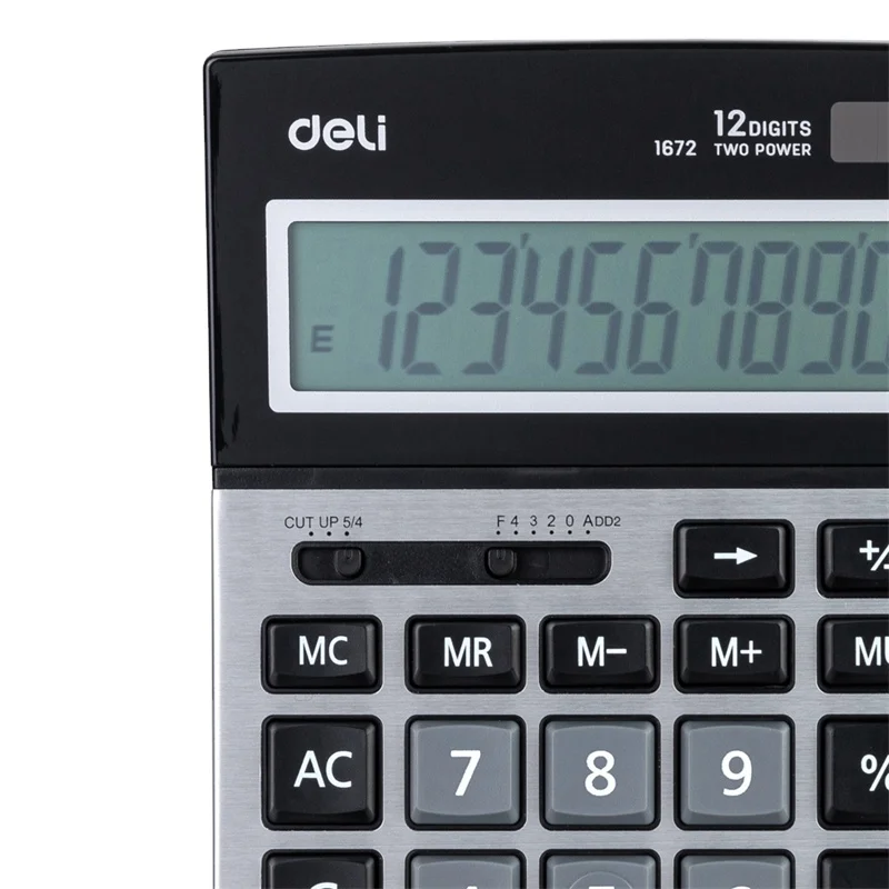 Deli E1672 Desktop Calculator Metal 12 Digit Accounting Calculator