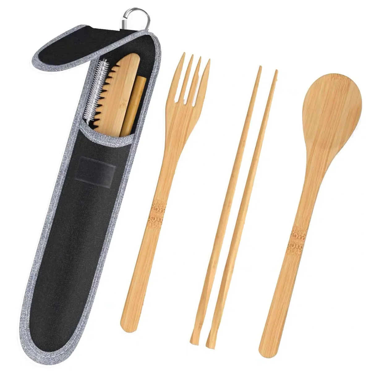 Eco-Friendly Bamboo Reusable Cutlery Bamboo Cutlery Set Wooden Bamboo Knife Fork Spoon Travel Sets