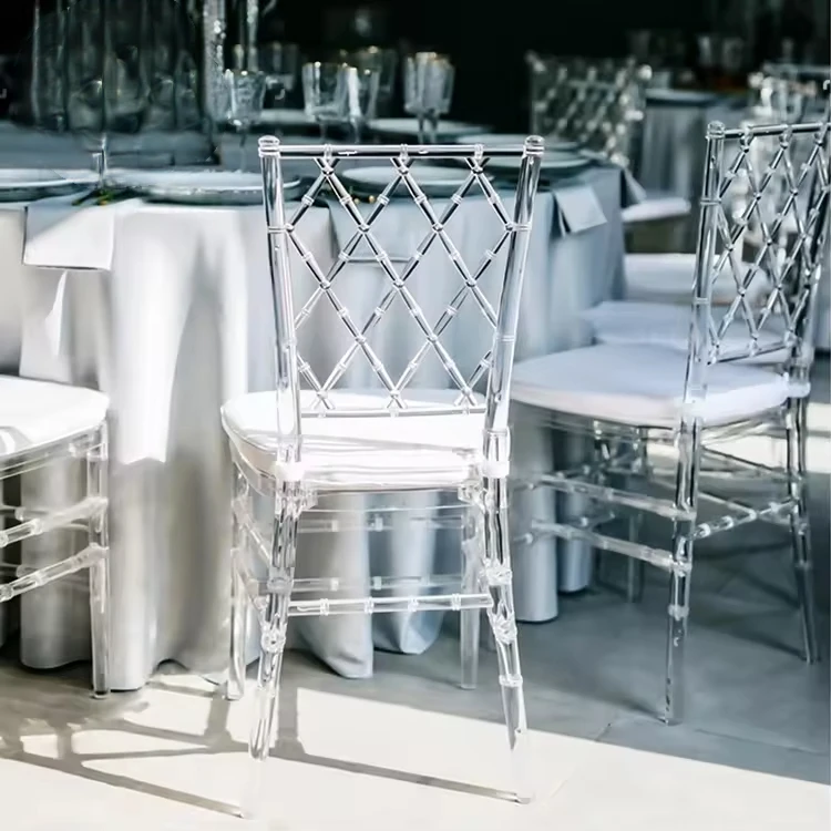 wholesale stackable clear transparent hotel chairs crystal acrylic party tiffany wedding chivari chairs for party events