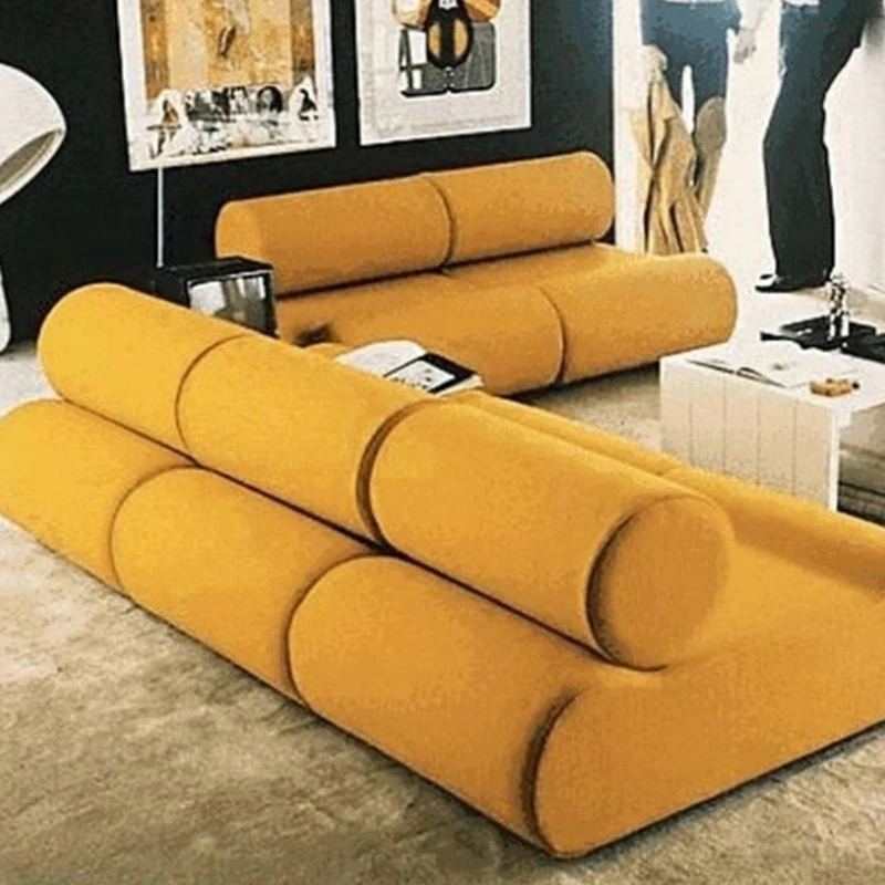 Light Luxury Lambskin Sofa Wabi-Sabi Style Nordic Retro Design Creative Homestay Special-Shaped Module Combination Sofa