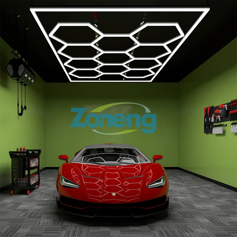 Factory Direct Sales Hexagon Led Detailing Garage Light Luxury Car Repair Lights Workshop