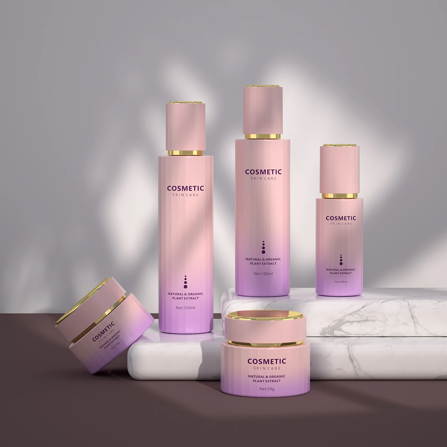 Wholesale Luxury Empty Unique 30g 50g 40ml 100ml 120ml Cream Skincare Lotion Jars And Bottles Glass Cosmetic Packaging Set