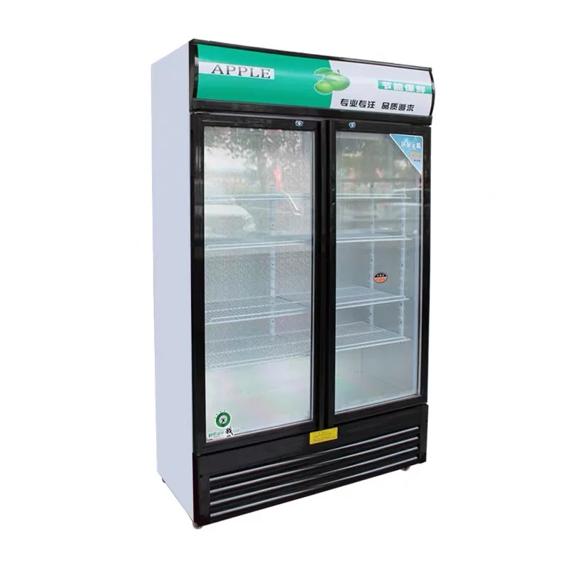 
Factory price Manufacturer Supplier coll drink fridge display Double doors open beverage cooler display case for hot sale 