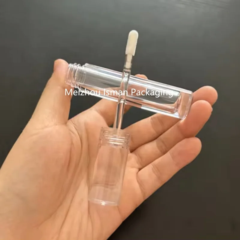 2ml 4ml 5ml 6ml cylinder all clear crystal lip gloss package empty full transparent lipgloss containers wand tube with brush