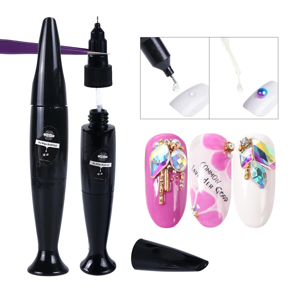 10ml UV Acrylic Needle Brush Nail Rhinestone Glue Clear Adhesives DIY Polish Studs Nail Art Accessory Easy Point Drill Gel