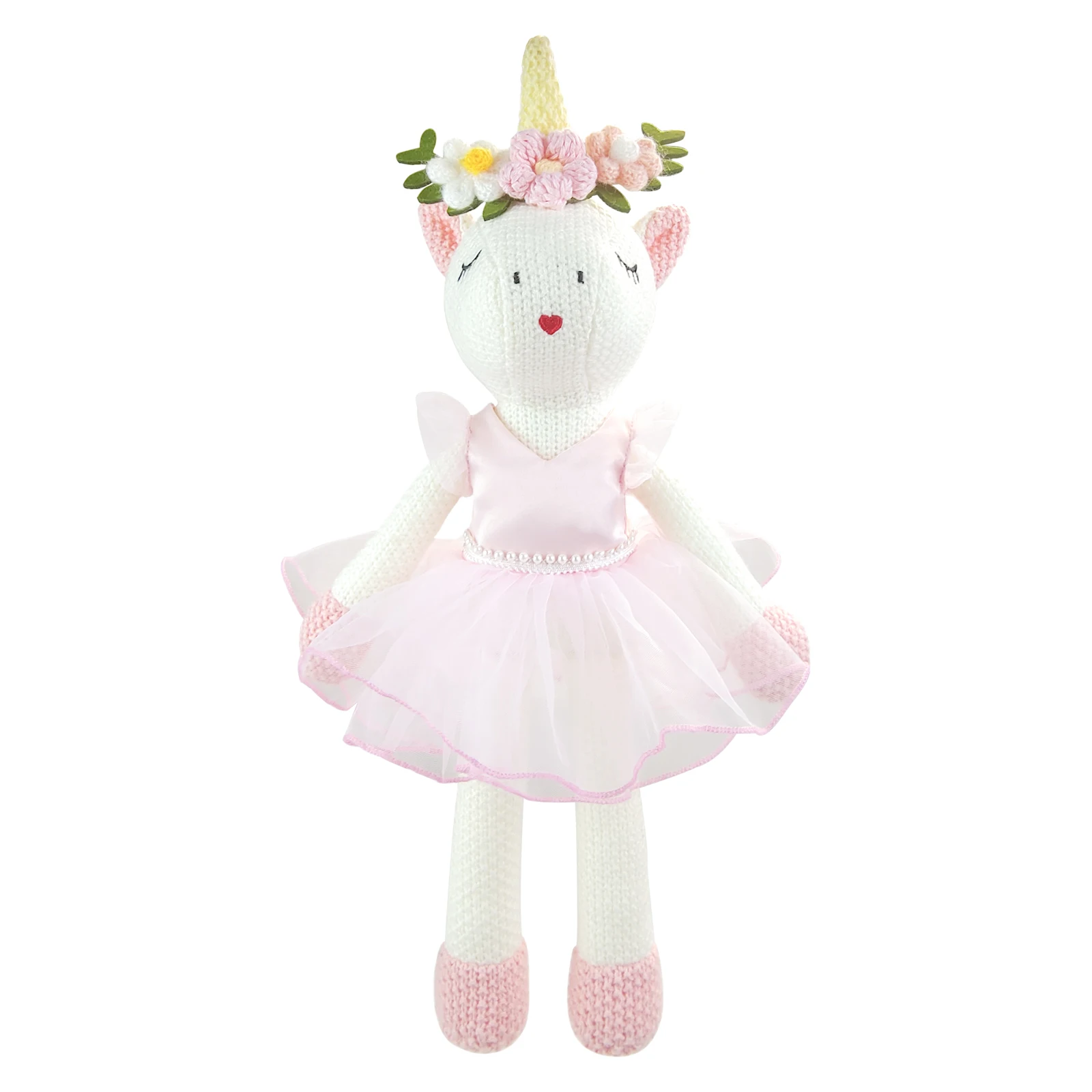 Factory Price Handmade Soft Knit Baby Stuffed Animals Unicorn Soft Knit Doll Toy for Girl