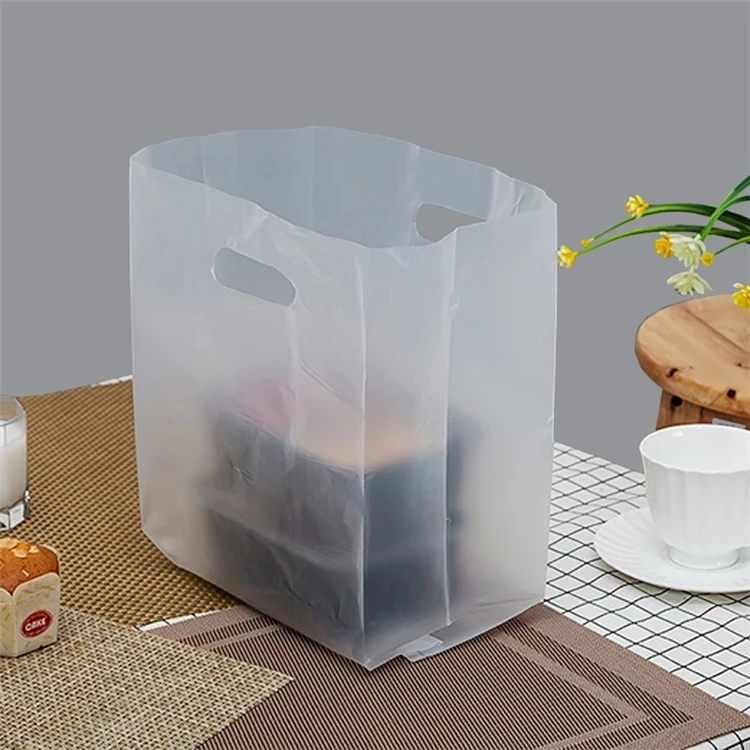 High Quality Transparent Portable Degradable Plastic Bag Custom Takeaway Packaging Plastic Bag