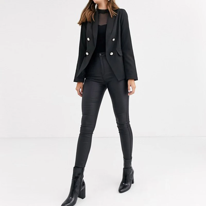 Women DOUBLE BREASTED BUTTON blazer women formal suits office lady