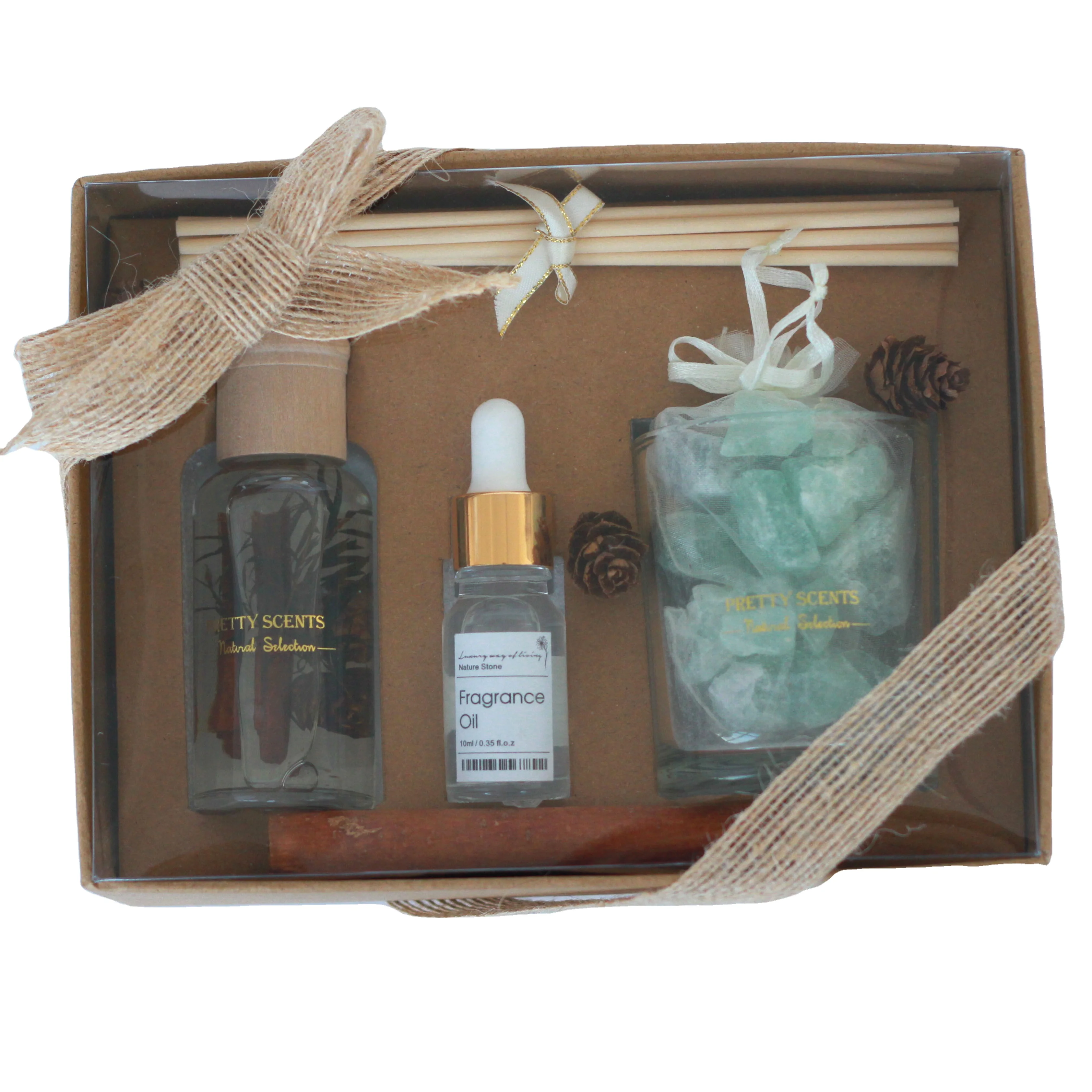 50ml Preserved Flower reed diffuser + 200g crystal stone diffuser + 10ml fragrance oil in PVC gift set
