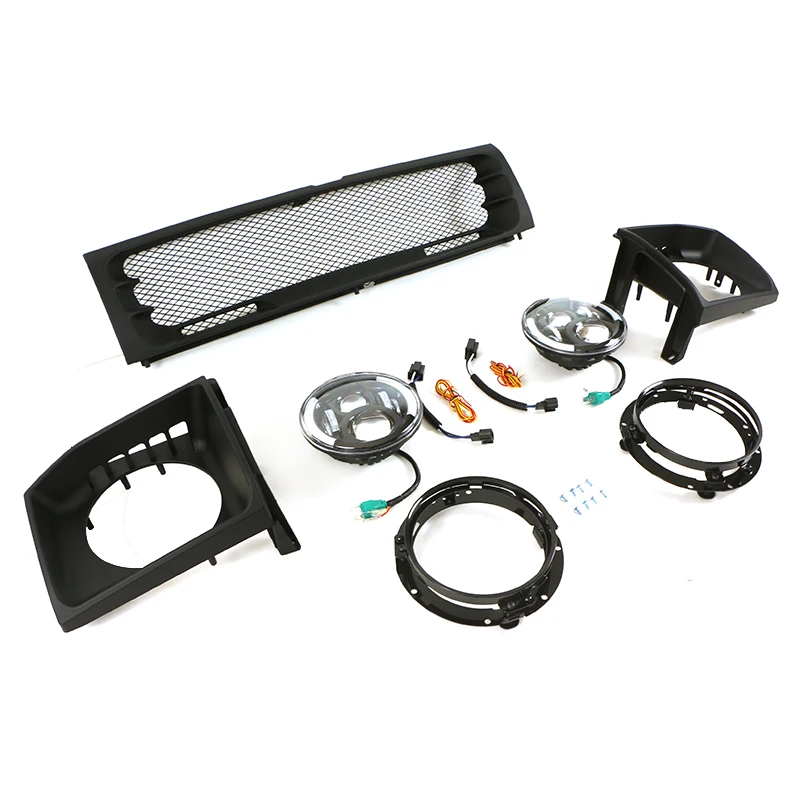 Auto Parts Modified ABS Black Car Front Grille With LED Light Bar Fit For PAJERO V33 V43 V31 V32