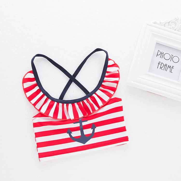 New Child Bathing Dress Costume Cute Navy Kids Striped Swimming Clothes Skirt Underwear Hat 4pcs Bikini For Baby Girl