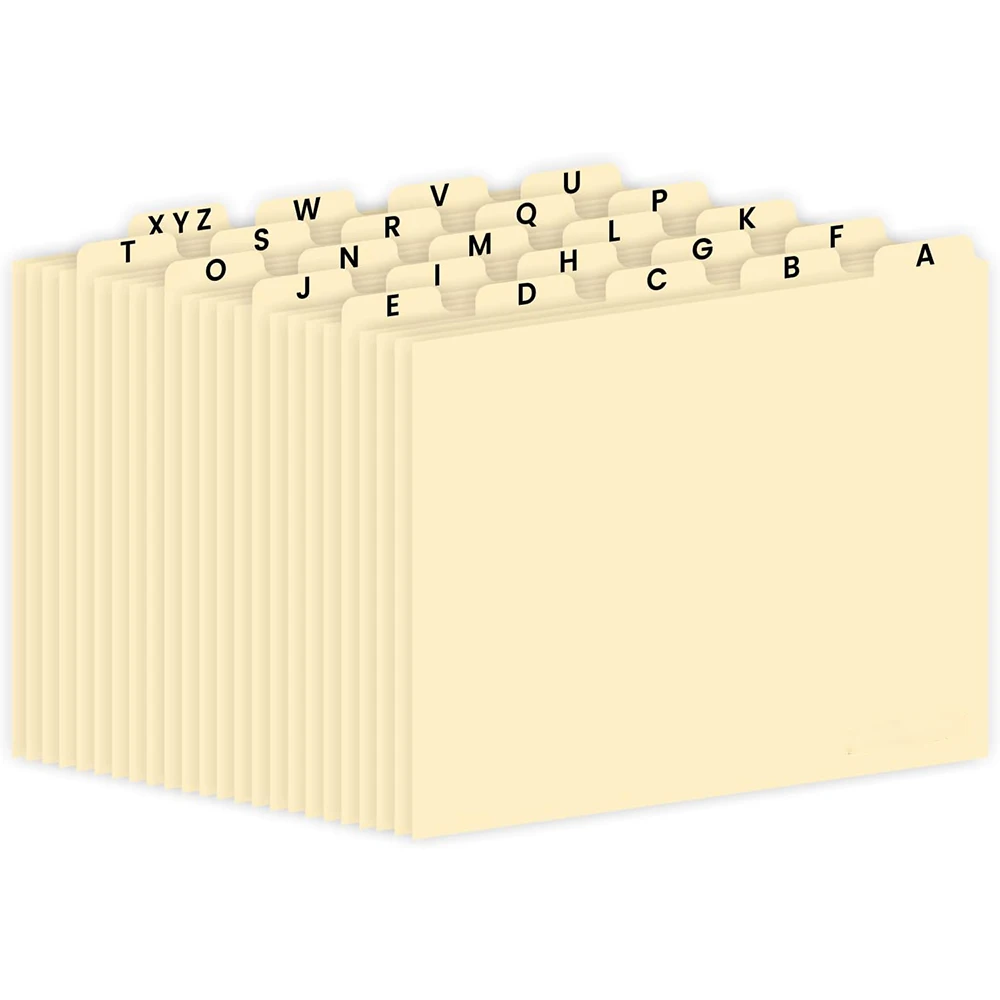 Alphabet Dividers Letter Size File Dividers Cut Tab Positions File Cabinet Dividers and Desk Organizer