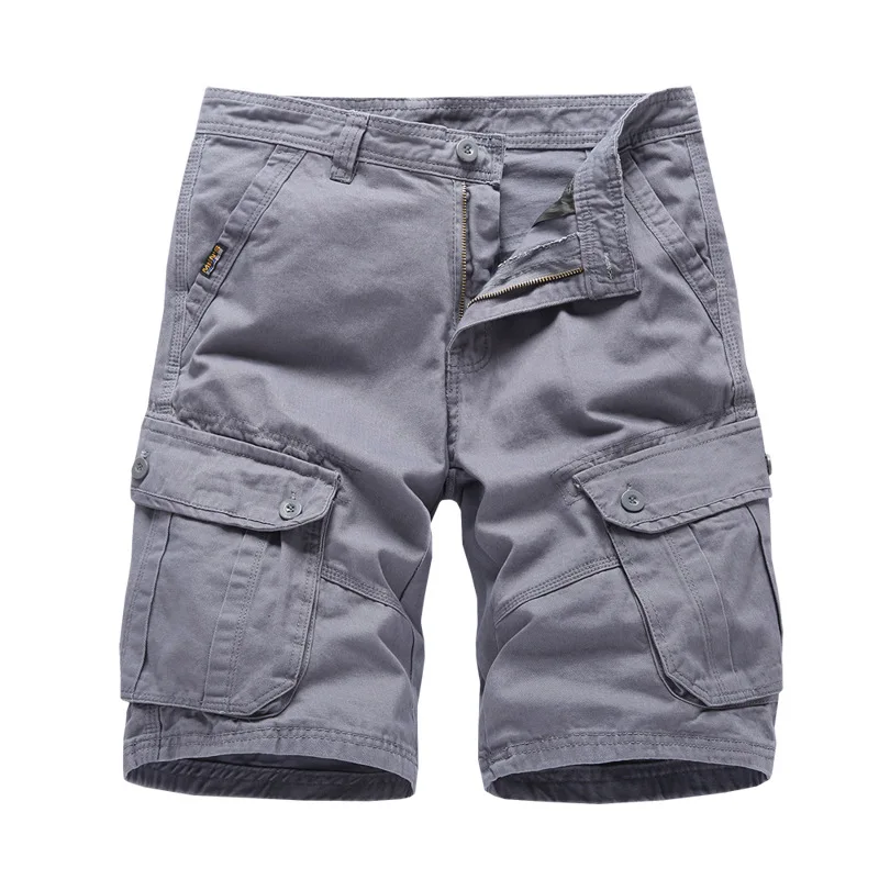 2023 Summer Cotton 6 Pockets Classic Plain Color Loose Style Mens Shorts
