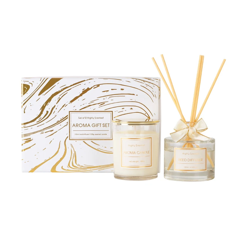 Factory Soybean Wax Incense Essential Oil Gift Box Indoor Bedroom Fresh Air Smokeless Fragrance Candle Gift Box Set