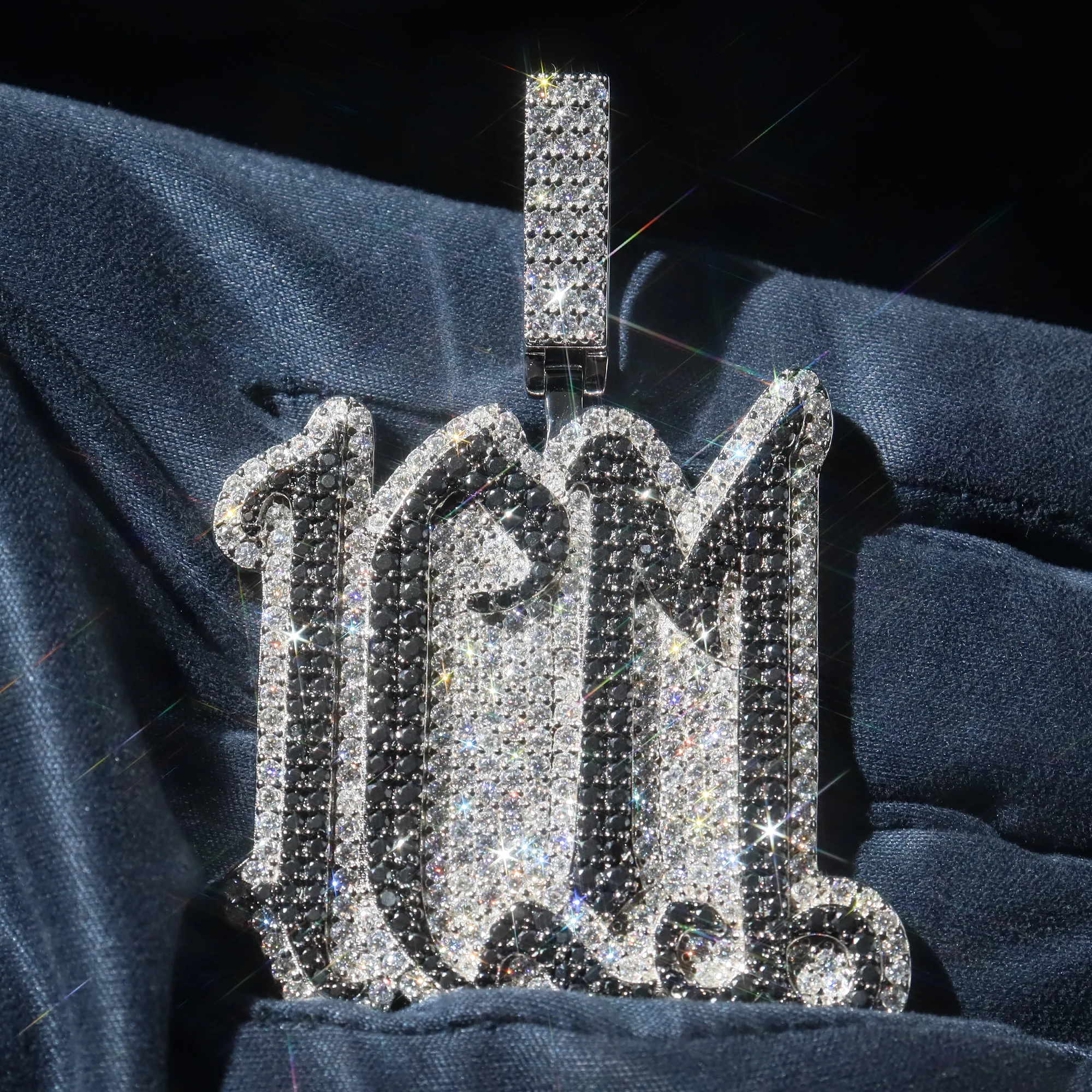 Hip Hop Jewelry Iced Out Letter Name Pendant Two Tones Two Layers Pass Diamond Tester VVS Moissanite Luxury Custom ICM Pendant