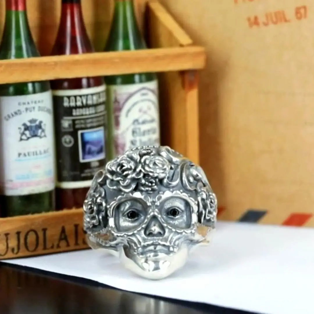 C&H Fast Delivery High Value Products Special Antique Vintage Sterling Silver Face Design Ring
