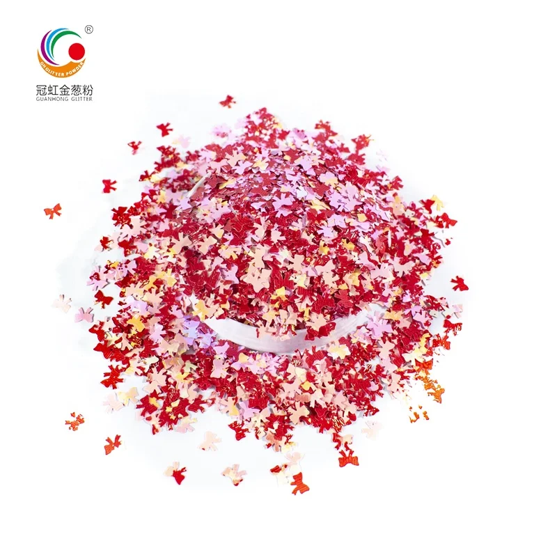2020 New Neon Color PET Eco-friendly Chunky Bowknot Irregular Shape Glitter Powder Body Face Loose Glitter Craft Decoration