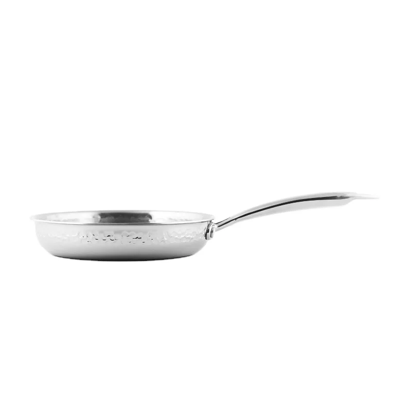 7'  mini french 3 ply frying pan stainless steel fry pan with hammered pattern
