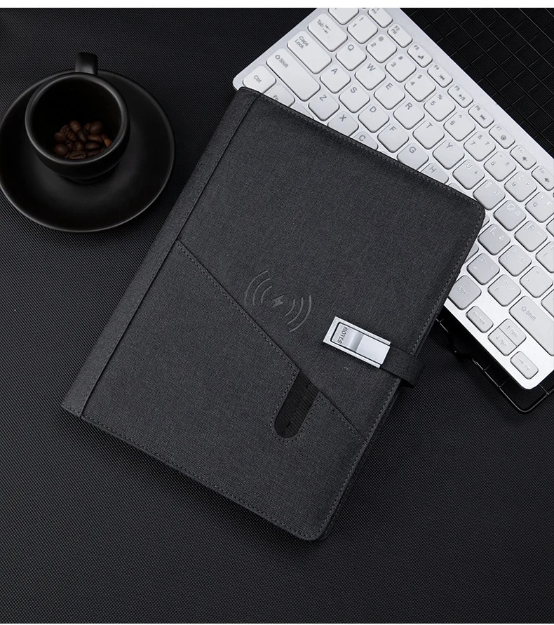 office supplies planner 2021 custom unique USB Wireless Charger Notebook leather hardcover journals notebook dairy