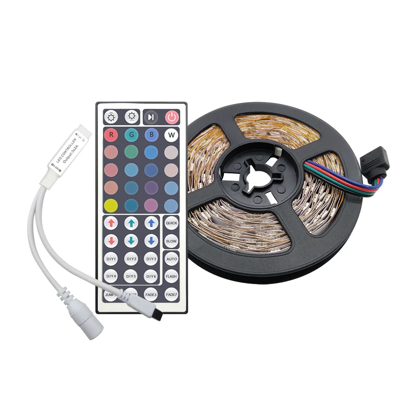 Светодиодная лента RGB с поддержкой Wi-Fi, SMD 2835, 60 светодиодов/м, 12 В постоянного тока, 5 м/10 м/15 м, для украшения спальни, Alexa, 24 кнопки, адаптер управления