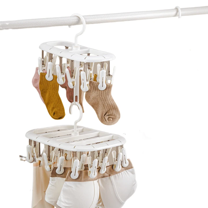 24 New Arrival Home Use Clothes Organizer Stackable 360° Rotatable Dry Hanger Socks Clips 12/20 Clips
