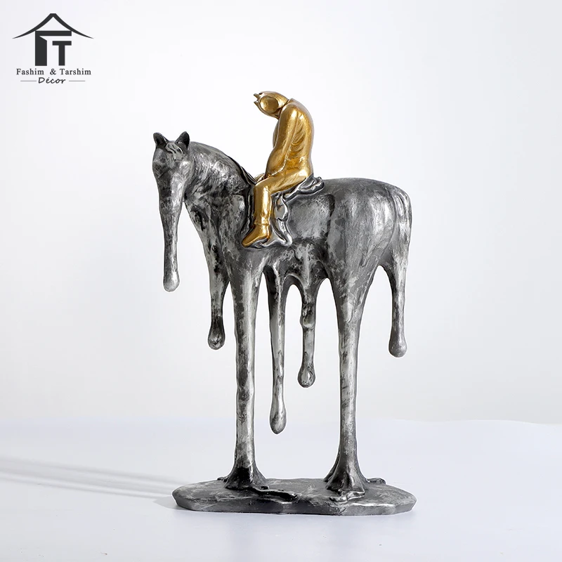 Indoor decoration decor abstract ornament show piece sculpture gold man figurines resin desk sculpture statue