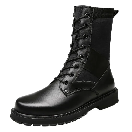 
New Year Hot Sale Best Quality Leather Quality Desert Black Military Canvas Boots 