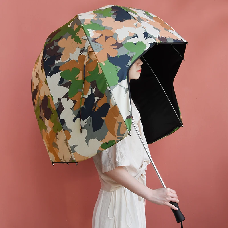2024 Customized Windproof Pongee Fabric 30inch Uv Coated Big Size Special Creative Helmet Umbrella with Uv protection